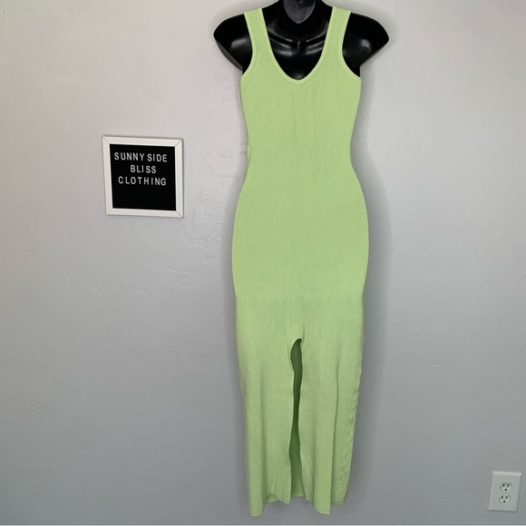 House of Harlow 1960 Green Ribbed Bodycon Maxi Dress Size Medium - Picture 7 of 13